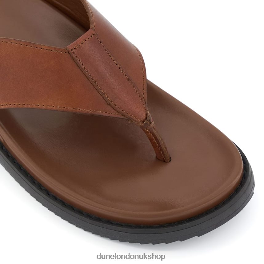 Ergonomic Leather Toe-Post Sandals Men N4BBPB685 Dune London Iddolise Tan