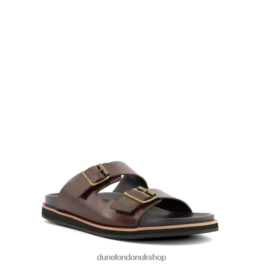 Casual Buckle-Strap Leather Sandals Men N4BBPB784 Dune London Itare Brown