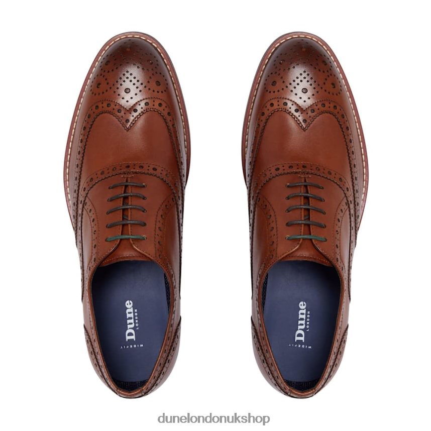 Wide Fit Smart Leather Brogue Shoes Men N4BBPB768 Dune London Pollodium Tan
