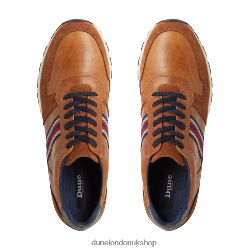 Side-Stripe Lace-Up Runner Trainers Men N4BBPB845 Dune London Truro Tan