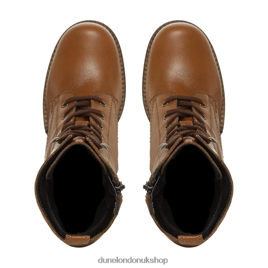 Lace Up Mid Block Heel Ankle Boots Women N4BBPB611 Dune London Pearse Tan