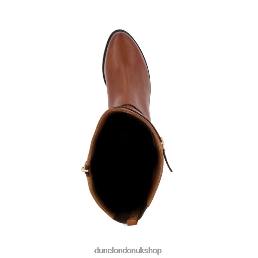 Double Buckle Knee High Riding Boots Women N4BBPB376 Dune London Tap Tan
