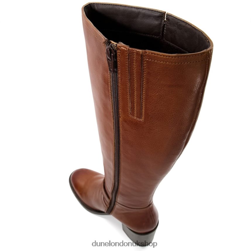 Leather Buckle Heeled Knee-High Boots Women N4BBPB298 Dune London Trelise Tan