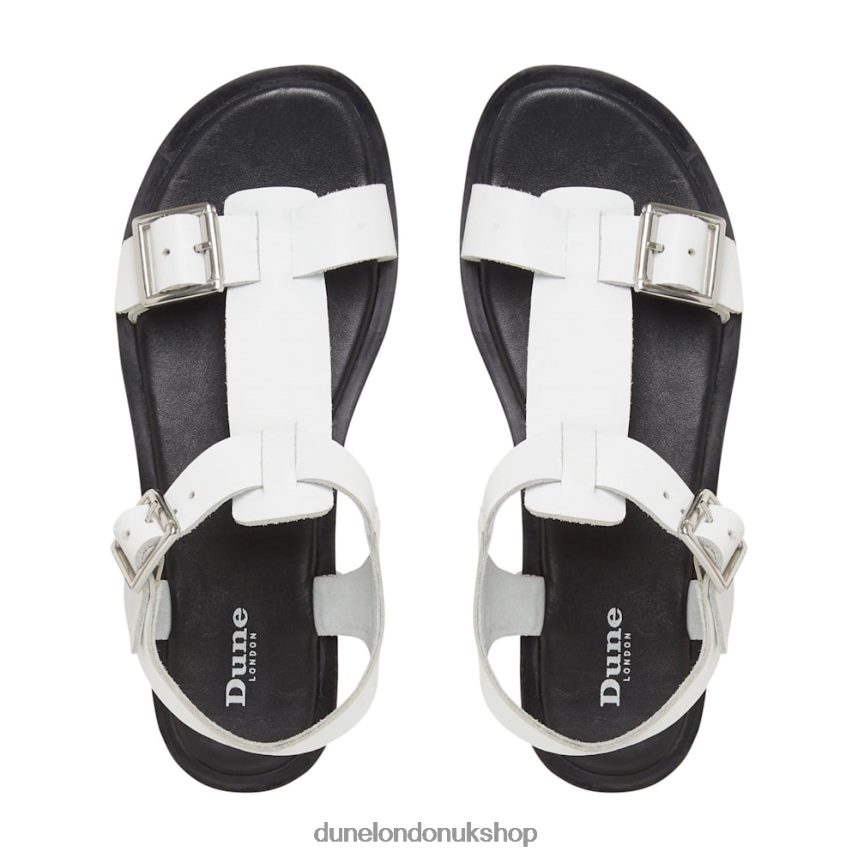 Chunky Buckle Flat Sandals Women N4BBPB421 Dune London Langlie White