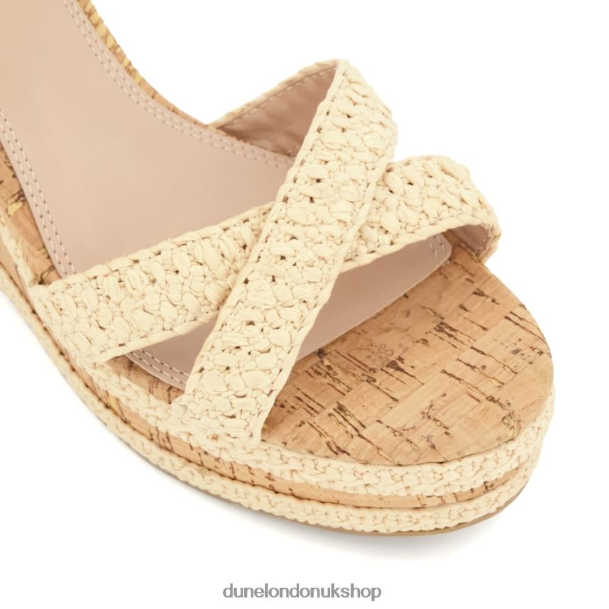 Braided-Cross-Strap Cork-Wedge Sandals Women N4BBPB127 Dune London Kelisa Natural