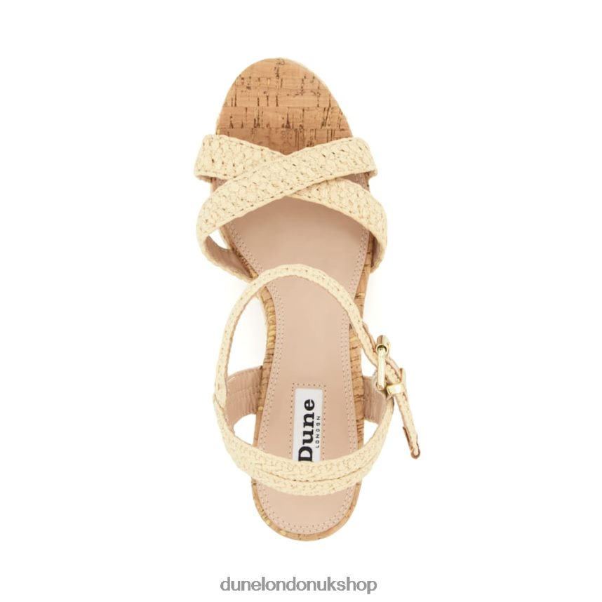 Braided-Cross-Strap Cork-Wedge Sandals Women N4BBPB127 Dune London Kelisa Natural
