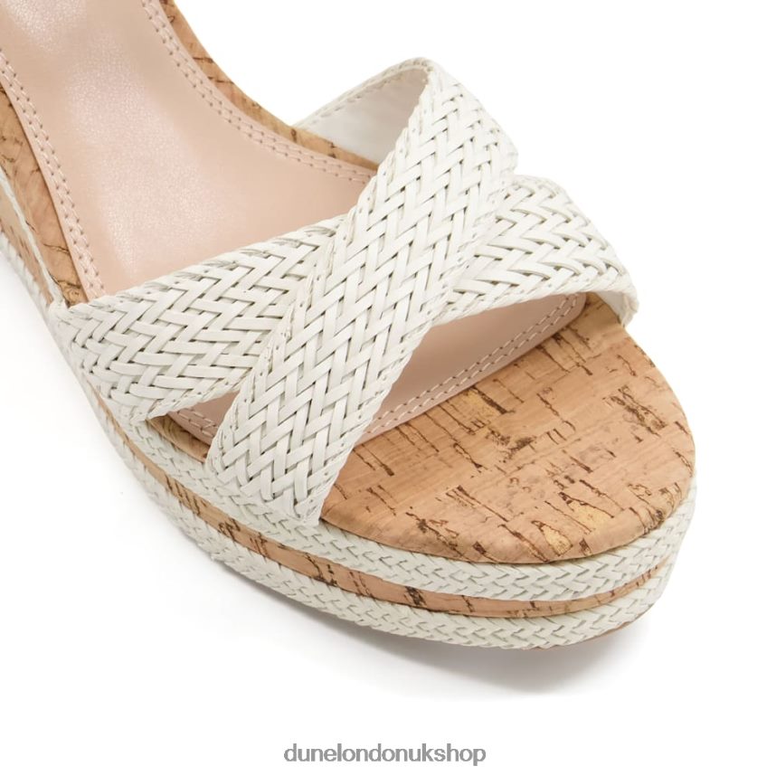 Braided-Cross-Strap Cork-Wedge Sandals Women N4BBPB577 Dune London Kelisa Off White
