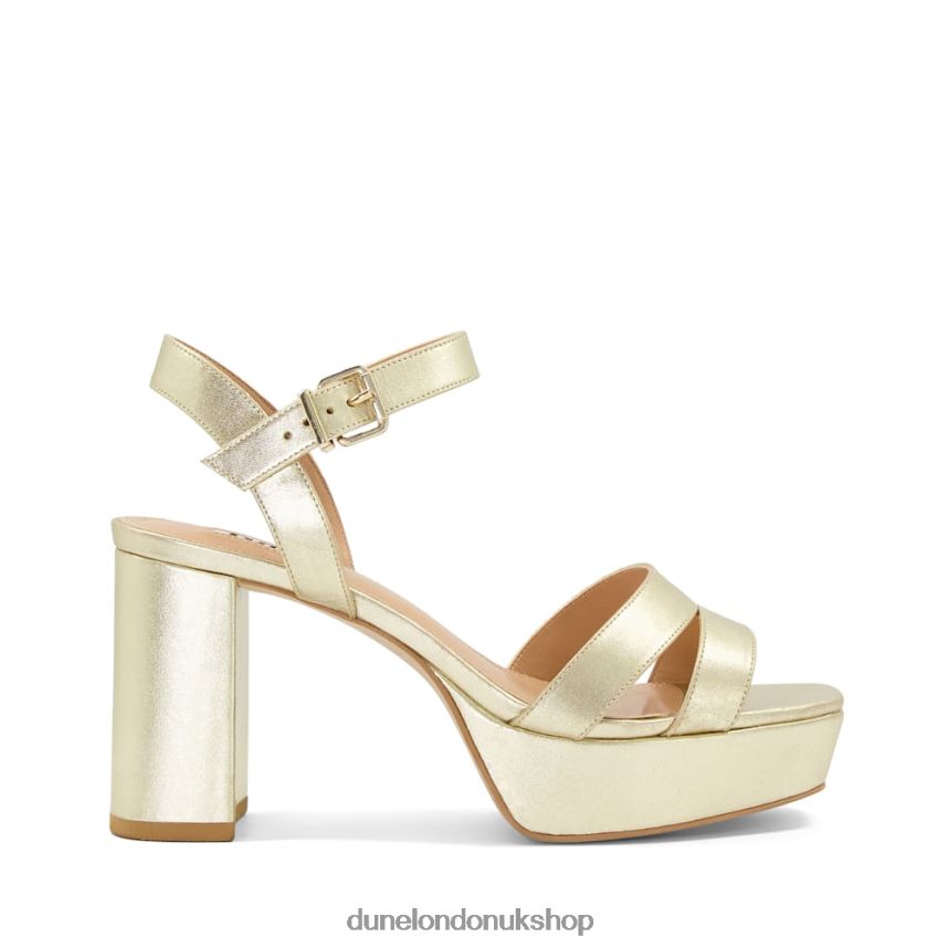 Metallic-Leather Platform Sandals Women N4BBPB278 Dune London Molten Gold