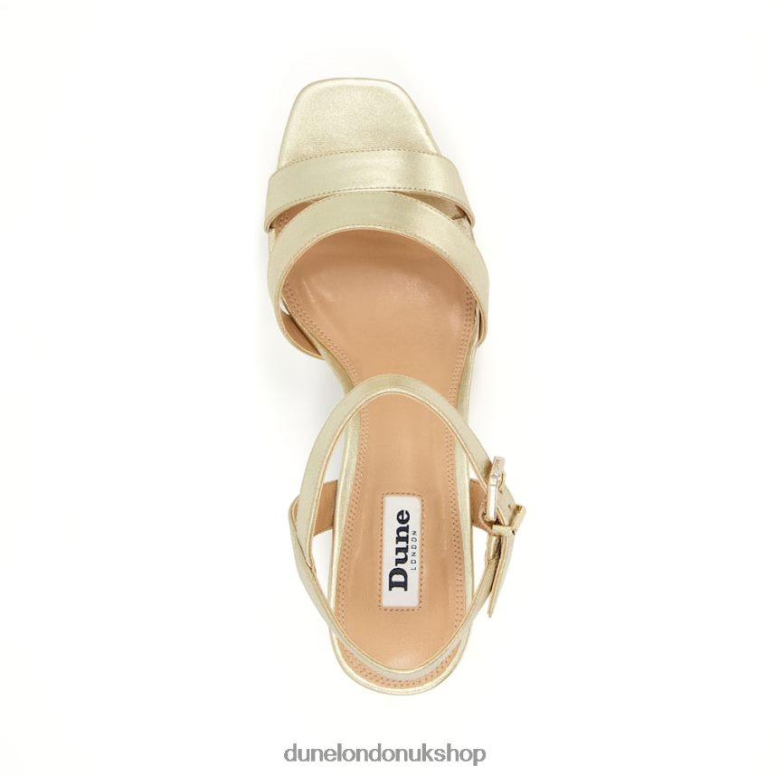Metallic-Leather Platform Sandals Women N4BBPB278 Dune London Molten Gold