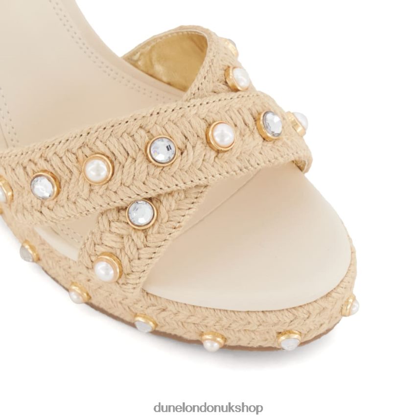 Pearl-Strap-Raffia Wedge Sandals Women N4BBPB30 Dune London Kays Natural