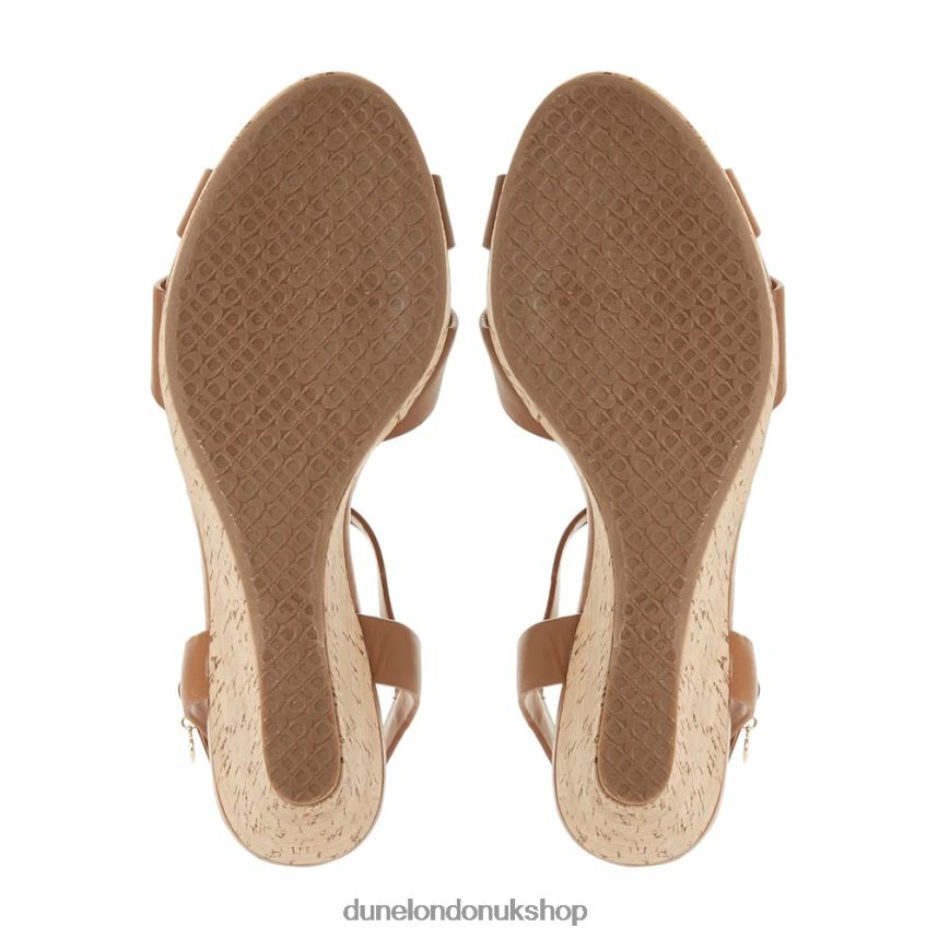 Plait T-Bar Strap Cork Wedge Heel Women N4BBPB407 Dune London Koala Tan