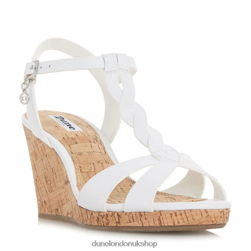 Plait T-Bar Strap Cork Wedge Heel Women N4BBPB515 Dune London Koala White - Click Image to Close