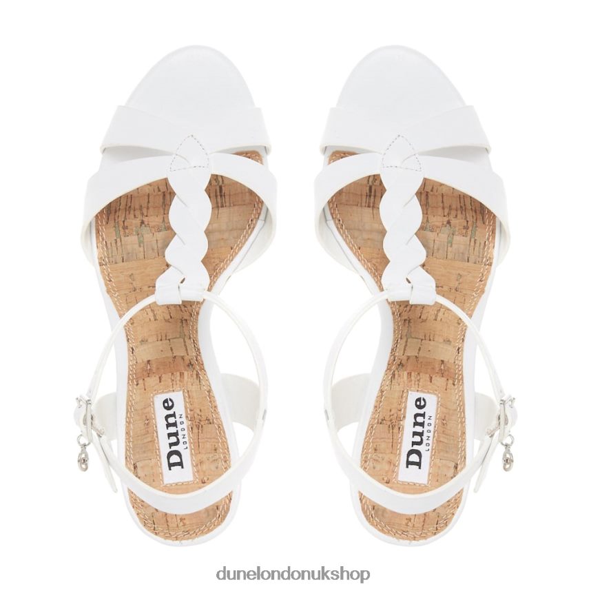 Plait T-Bar Strap Cork Wedge Heel Women N4BBPB515 Dune London Koala White