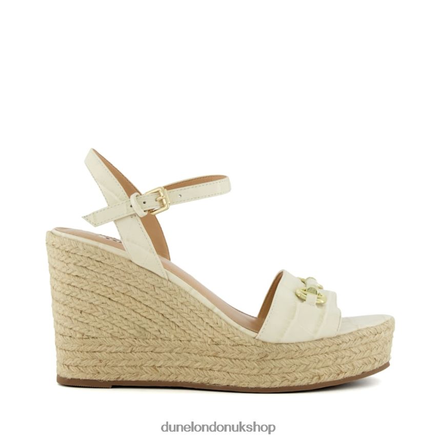 Snaffle-Trim Leather Espadrille Wedges Women N4BBPB86 Dune London Kai Ecru
