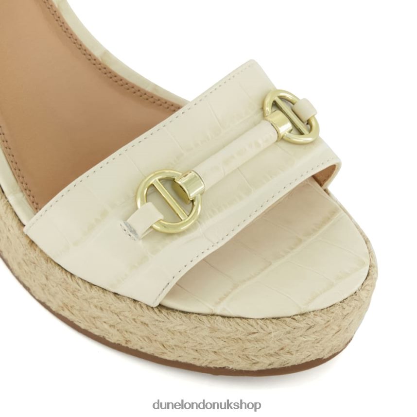 Snaffle-Trim Leather Espadrille Wedges Women N4BBPB86 Dune London Kai Ecru