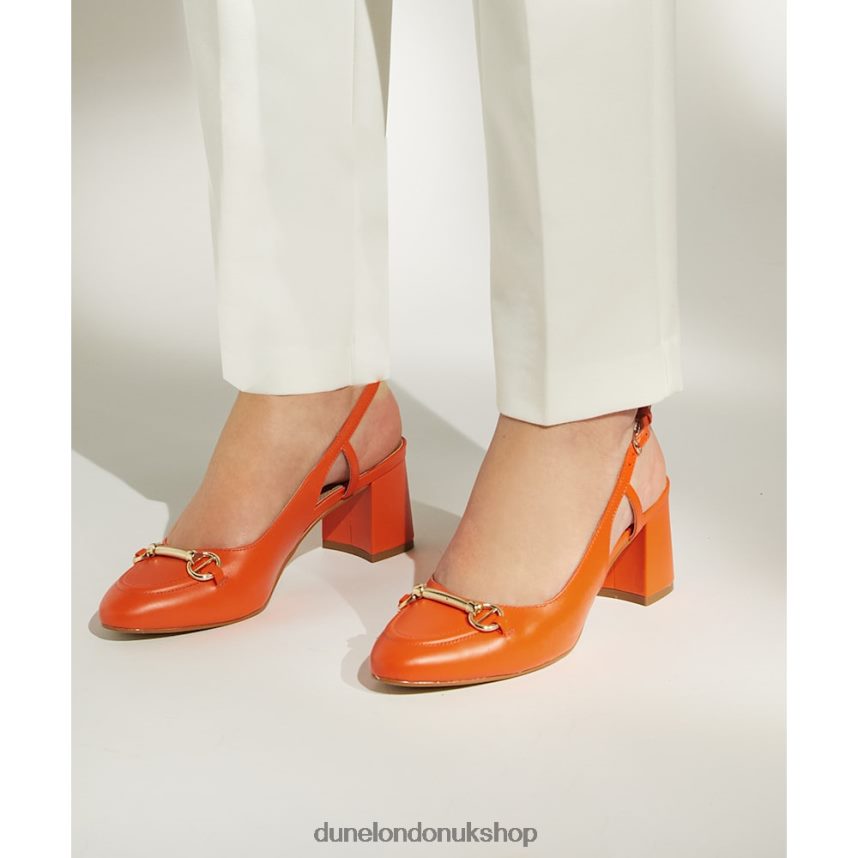 Snaffle-Trim Block-Heel Slingback Courts Women N4BBPB492 Dune London Cassie Orange