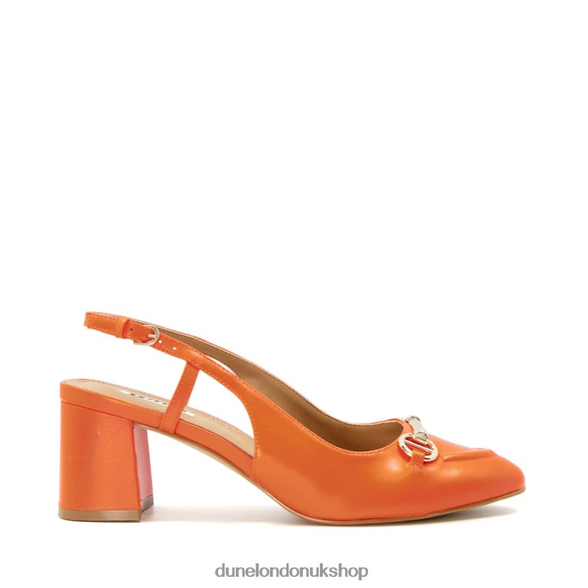 Snaffle-Trim Block-Heel Slingback Courts Women N4BBPB492 Dune London Cassie Orange