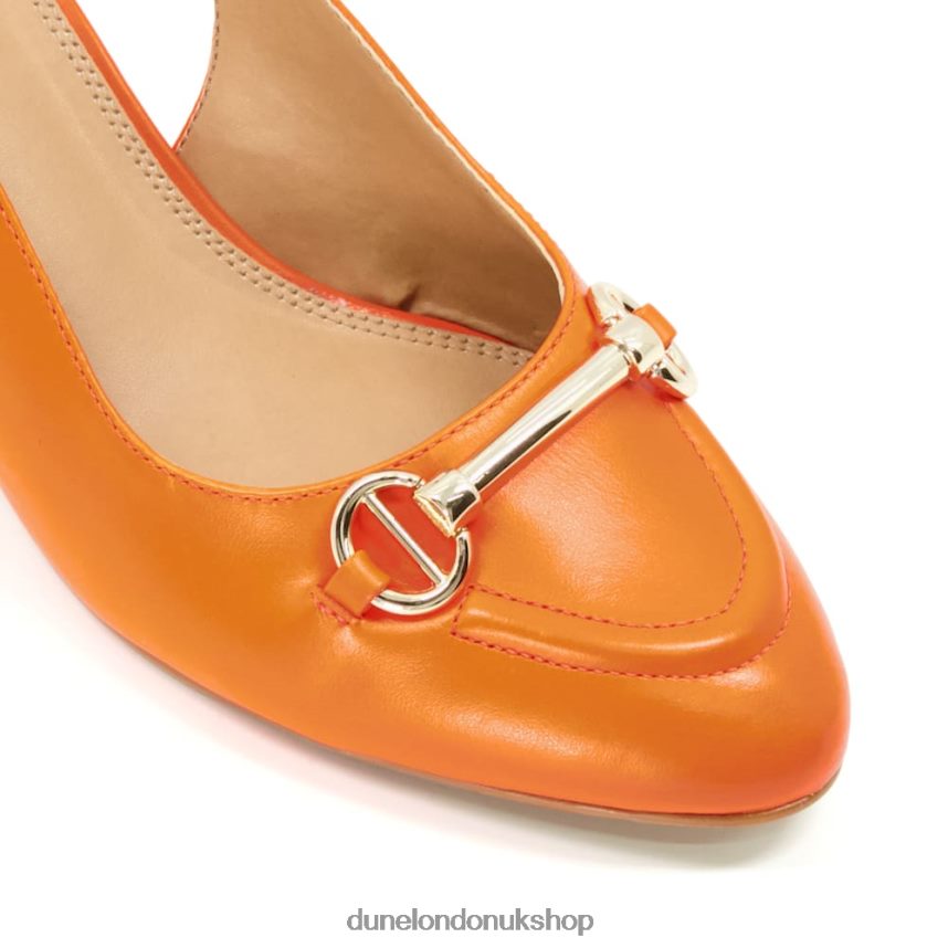 Snaffle-Trim Block-Heel Slingback Courts Women N4BBPB492 Dune London Cassie Orange
