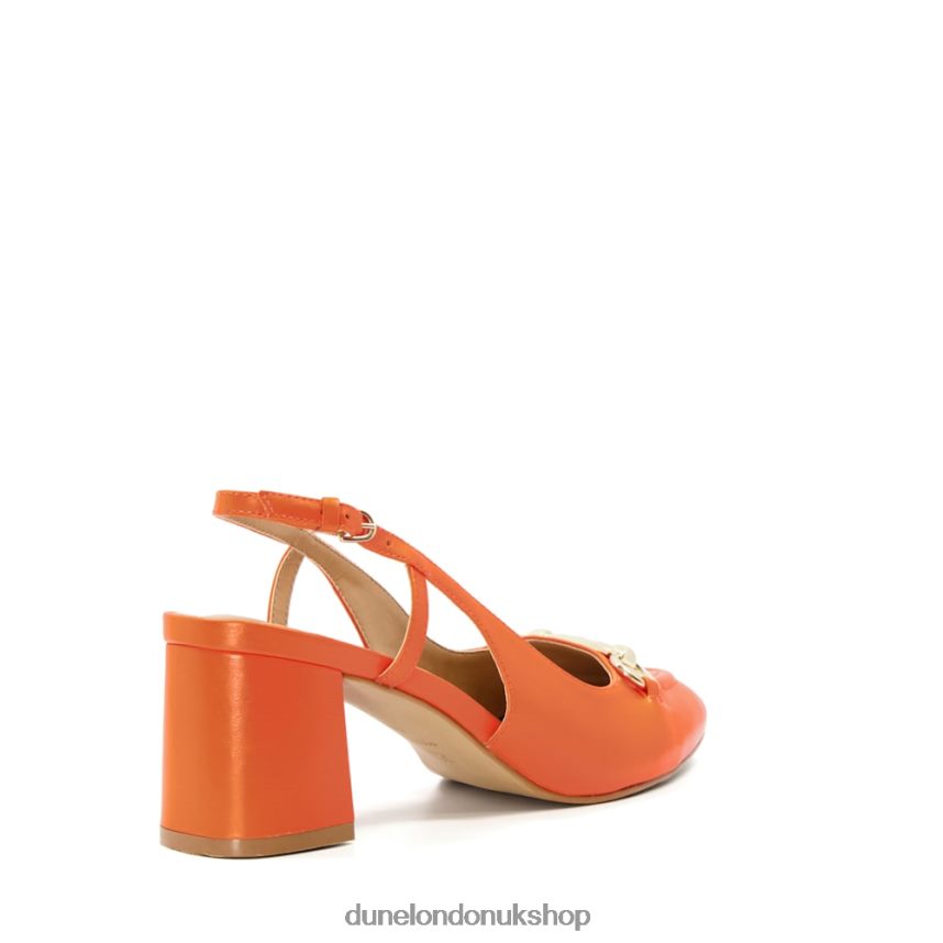 Snaffle-Trim Block-Heel Slingback Courts Women N4BBPB492 Dune London Cassie Orange