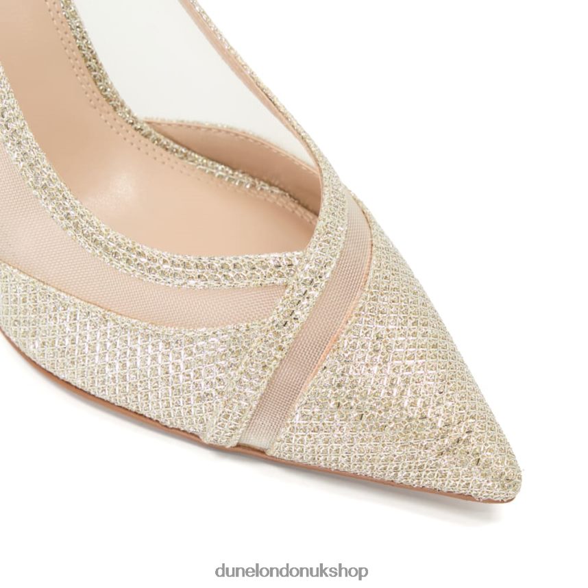 Textured Metallic Heeled Court Shoes Women N4BBPB554 Dune London Banks Gold